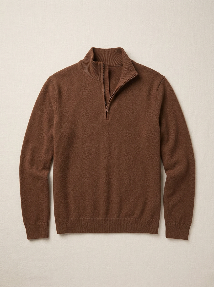 Brown Quarter-Zip Pullover