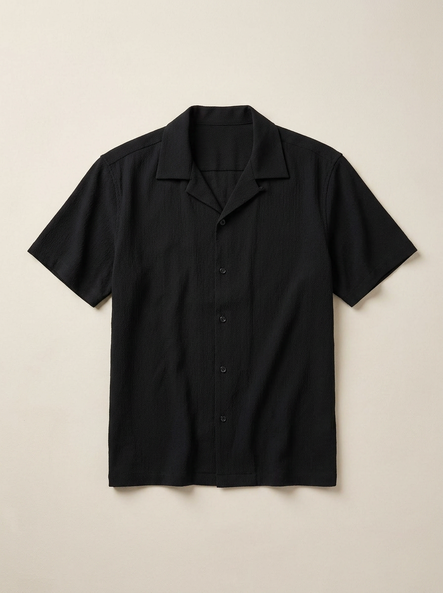 Black Camp-Collar Shirt