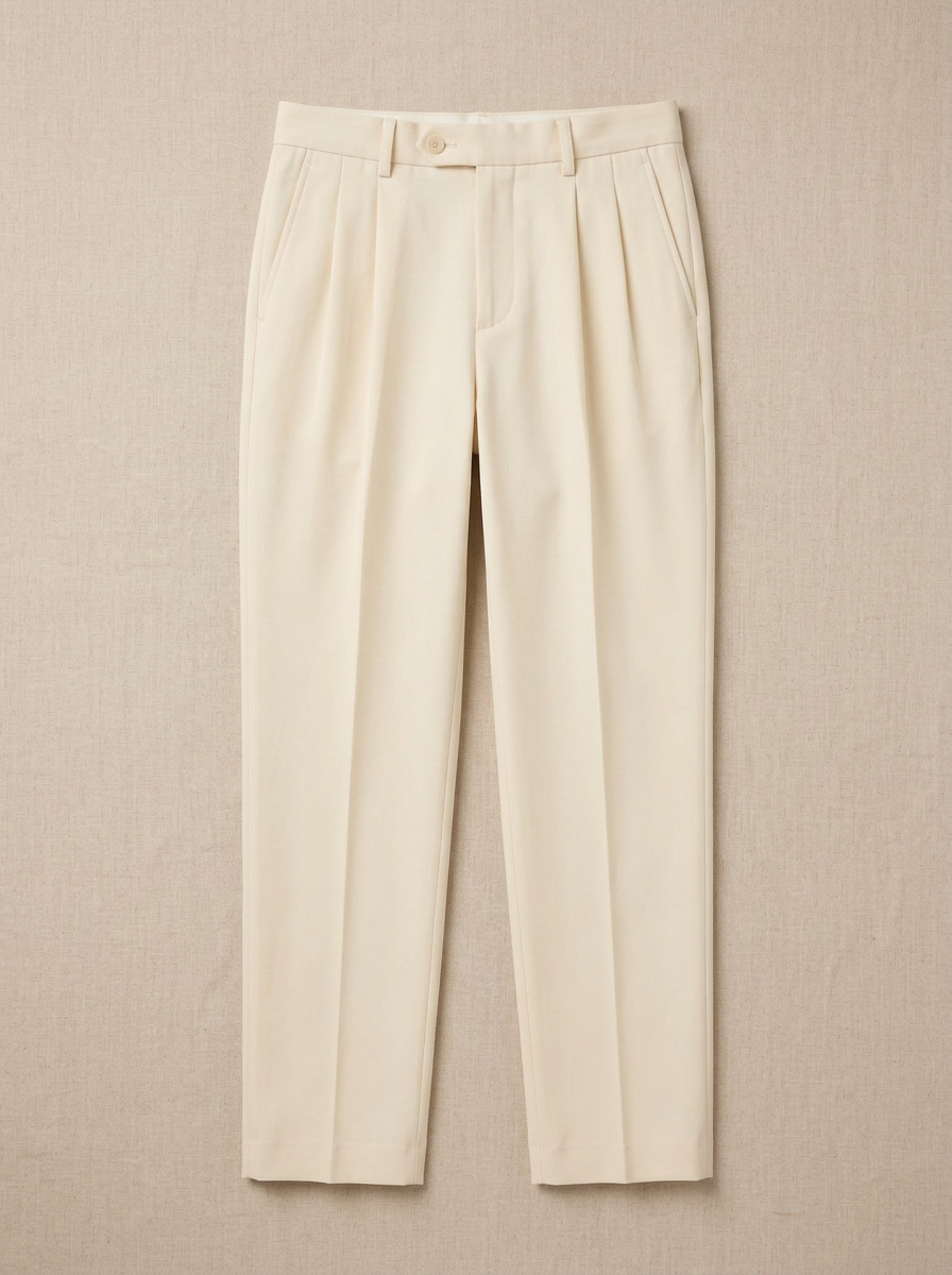 Cream Pleated Trousers