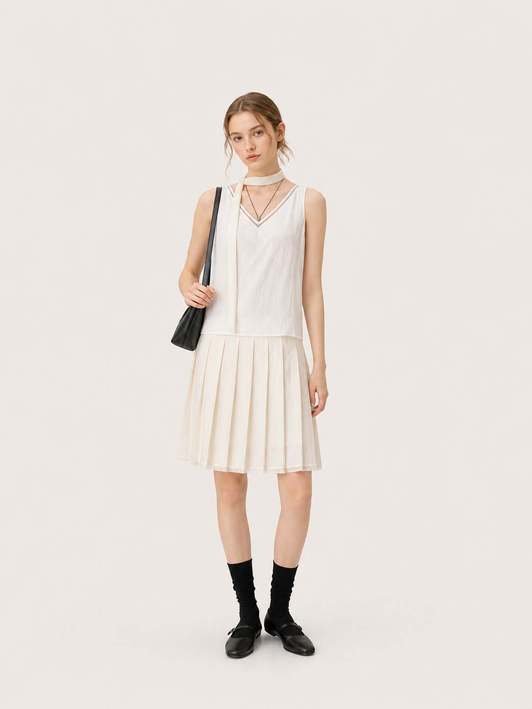 V-Neck Tank & Pleated Skirt Set